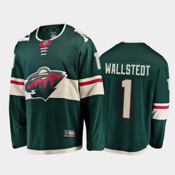 Men Minnesota Wild Jesper Wallstedt #1 Home Green 2021 NHL Draft Jersey