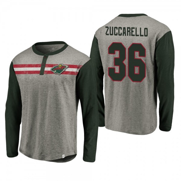 Wild Mats Zuccarello #36 Retro Stripe Long Sleeve True Classics T-Shirt Heathered Gray