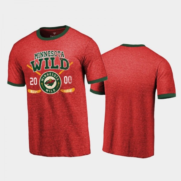 Men Minnesota Wild Buzzer Beater Ringer Ringer Red T-Shirt