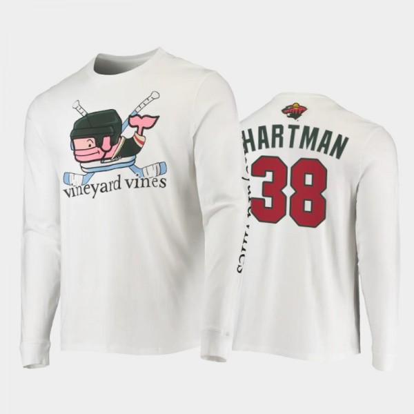 Men Minnesota Wild Ryan Hartman #38 Hockey Helmet White T-Shirt