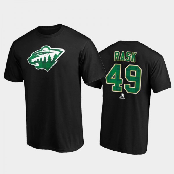 Men Minnesota Wild Victor Rask #49 Emerald Plaid Black T-Shirt