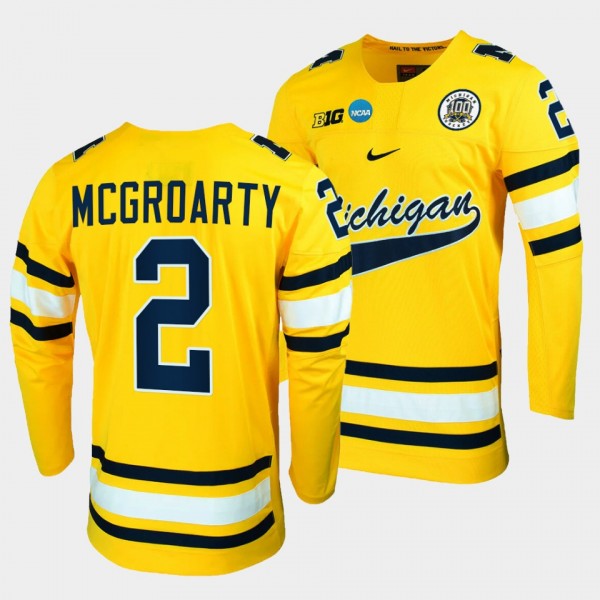 Rutger McGroarty Michigan Wolverines 2023 NCAA Hockey Tournament Maize Jersey 2