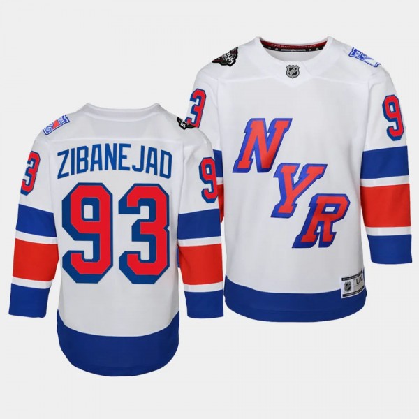 Mika Zibanejad New York Rangers Youth Jersey 2024 NHL Stadium Series White Premier Player Jersey