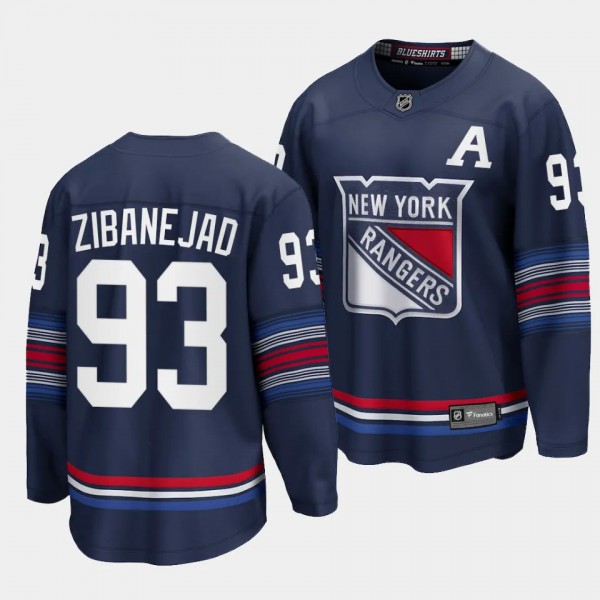 New York Rangers Mika Zibanejad 2023-24 Alternate Navy Premier Breakaway Player Jersey Men's