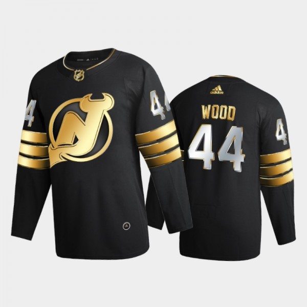New Jersey Devils miles wood #44 2020-21 Golden Edition Black Limited Authentic Jersey
