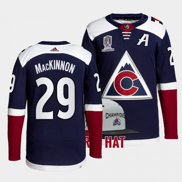 Nathan MacKinnon Colorado Avalanche 2022 Stanley Cup Champions Navy 29 Jersey Primegreen