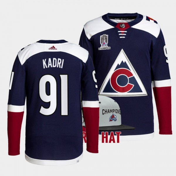 Nazem Kadri Colorado Avalanche 2022 Stanley Cup Champions Navy 91 Jersey Primegreen