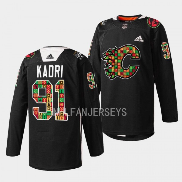 Calgary Flames 2023 Black History Month Nazem Kadri #91 Black Jersey Jarome Iginla