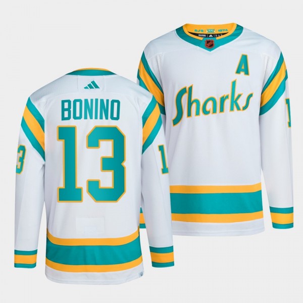 Reverse Retro 2.0 San Jose Sharks Nick Bonino #13 White Authentic Primegreen Jersey 2022