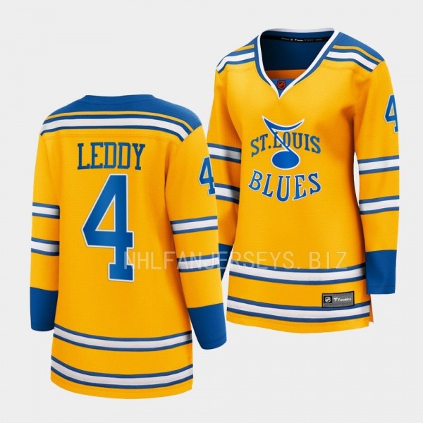 St. Louis Blues 2022 Special Edition 2.0 Nick Leddy #4 Women Yellow Jersey Breakaway