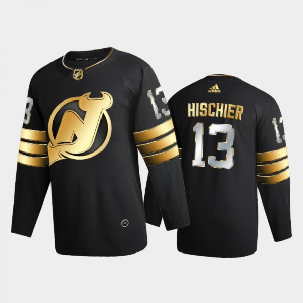 New Jersey Devils nico hischier #13 2020-21 Golden Edition Black Limited Authentic Jersey