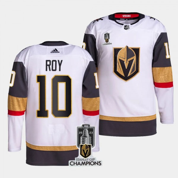 Vegas Golden Knights 2023 Stanley Cup Champions Nicolas Roy #10 White Authentic Away Jersey Men's