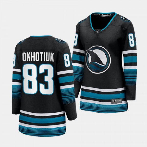Nikita Okhotiuk San Jose Sharks 2023-24 Cali Fin 3rd Alternate Women Breakaway Player 83 Jersey
