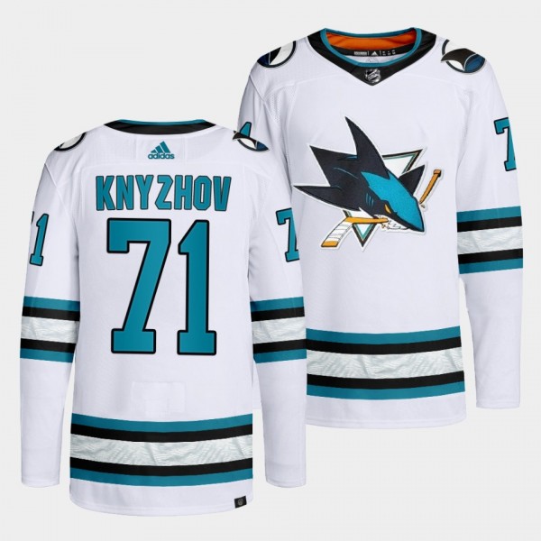 Nikolai Knyzhov #71 San Jose Sharks 2022-23 Away White Jersey Primegreen Authentic