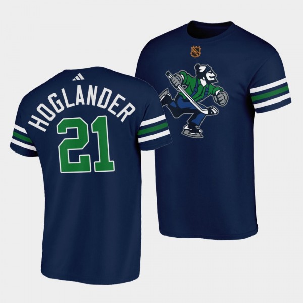 Nils Hoglander #21 Vancouver Canucks Reverse Retro Johnny Canuck Navy T-Shirt