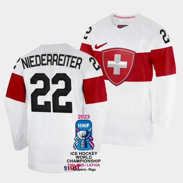 Switzerland 2023 IIHF World Championship Nino Niederreiter #22 White Jersey Home