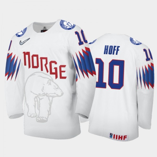 Men's Norway 2021 IIHF World Championship Ludvig Hoff #10 Home White Jersey
