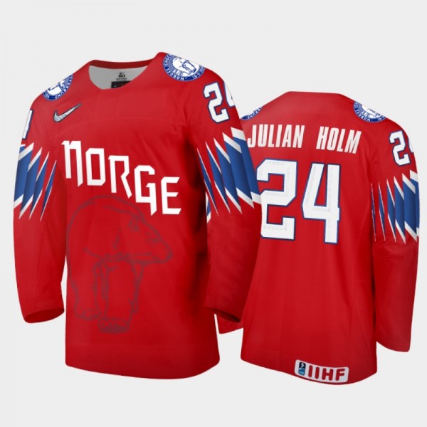 Men's Norway 2021 IIHF World Championship Ole Julian Holm #24 Limited Red Jersey