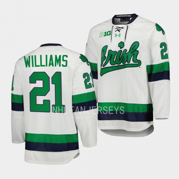 Fin Williams Notre Dame Fighting Irish College Hockey White Replica Jersey 21