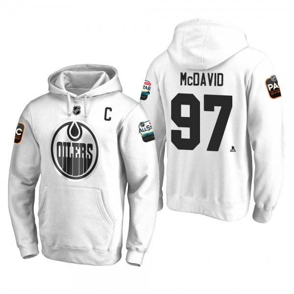Edmonton Oilers Connor McDavid #97 2019 NHL All-Star Pullover White Low-Priced Hoodie