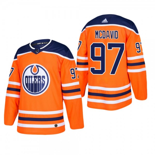 Men's Edmonton Oilers Connor McDavid #97 Home Oran...