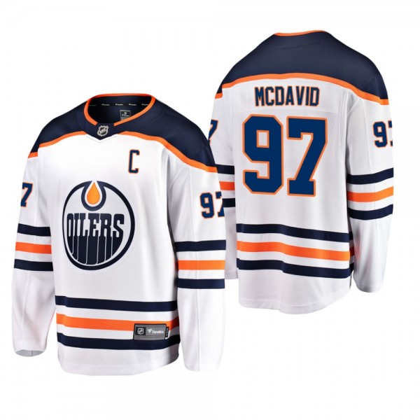 Men's Edmonton Oilers Connor McDavid #97 Away White Breakaway Player Cheap Jersey