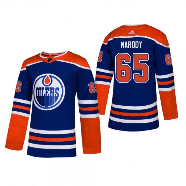 Men's Edmonton Oilers Cooper Marody #65 2019 Alternate Reasonable Authentic Jersey - Royal