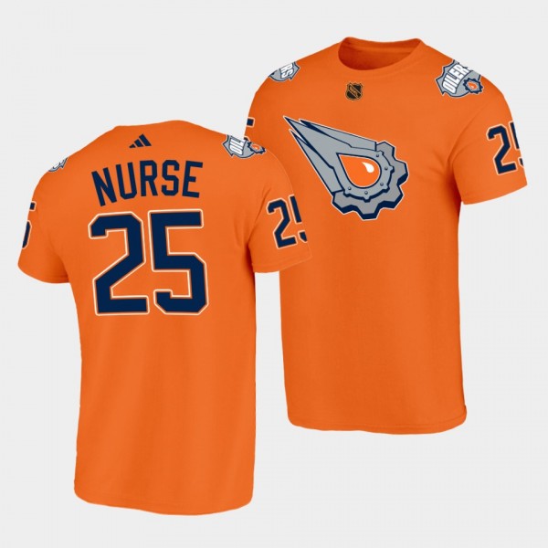 Edmonton Oilers Reverse Retro 2.0 Darnell Nurse #25 Orange T-Shirt Special Edition