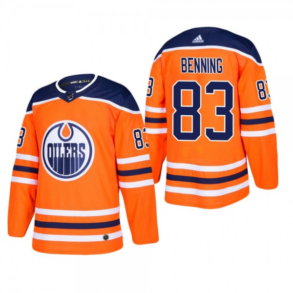 Men's Edmonton Oilers Matt Benning #83 Home Orange Authentic Player Cheap Jersey