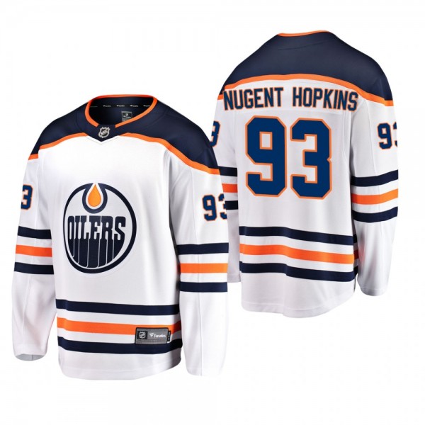 Men's Edmonton Oilers Ryan Nugent-Hopkins #93 Away White Breakaway Player Cheap Jersey