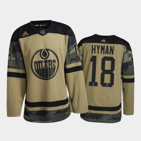 Edmonton Oilers Zach Hyman 2021 CAF Night #18 Jersey Camo Canadian Armed Force