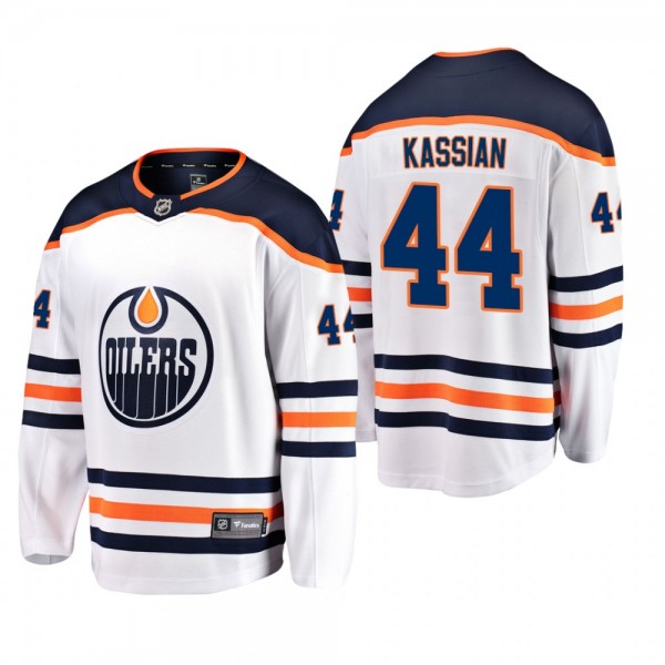 Men's Edmonton Oilers Zack Kassian #44 Away White Breakaway Player Cheap Jersey