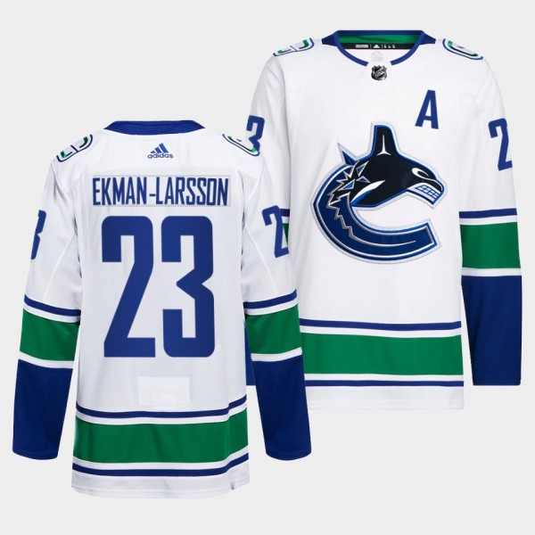Vancouver Canucks Away Oliver Ekman-Larsson #23 White Jersey Primegreen Authentic Pro