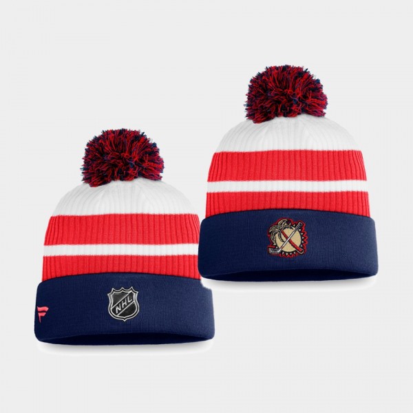 Florida Panthers 2021 Special Edition Navy Throwback Pom Cuffed Knit Hat