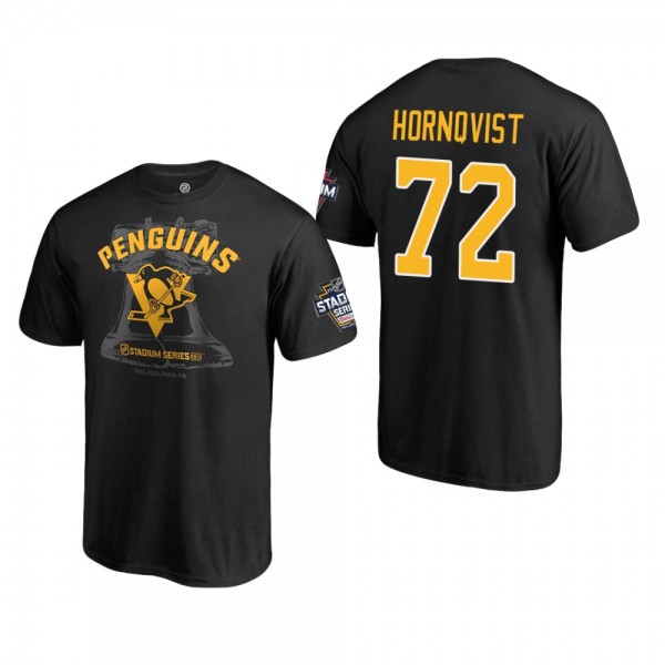 Men's Pittsburgh Penguins Patric Hornqvist #72 2019 NHL Stadium Series Black Coors Light Blue Line Cheap T-Shirt