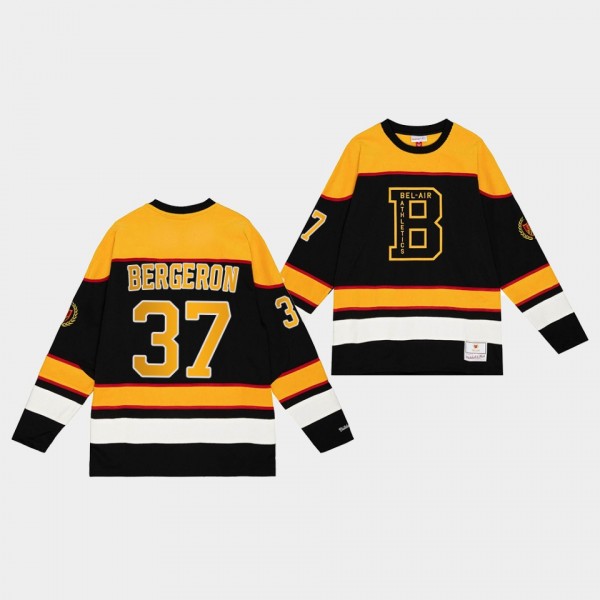 Boston Bruins NHL X Bel-Air Patrice Bergeron Black #37 Hockey Jersey
