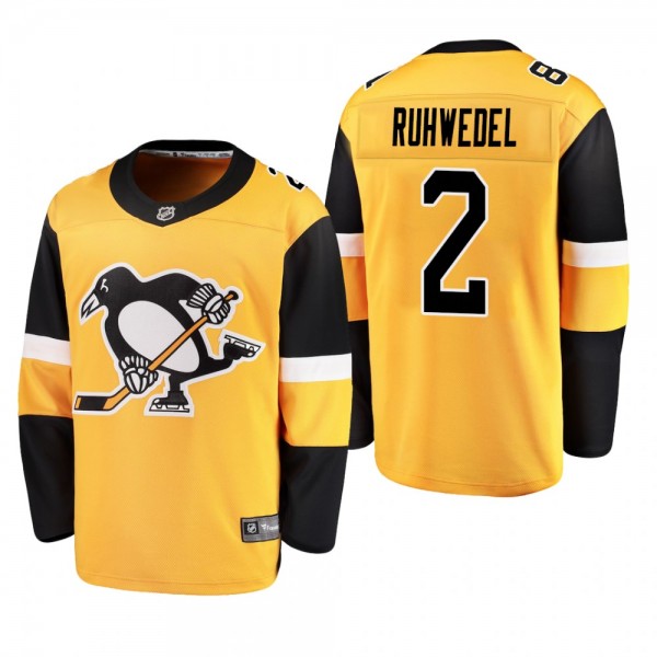Men's Pittsburgh Penguins Chad Ruhwedel #2 2019 Alternate Reasonable Breakaway Jersey - Gold