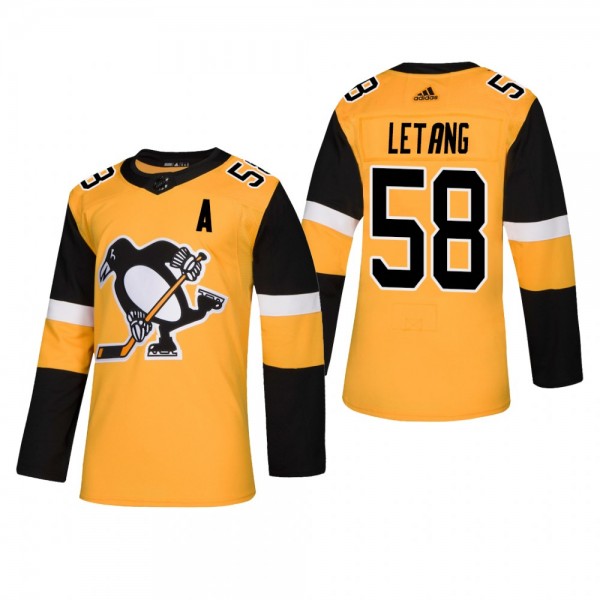 Men's Pittsburgh Penguins Kris Letang #58 2019 Alternate Reasonable Authentic Jersey - Gold