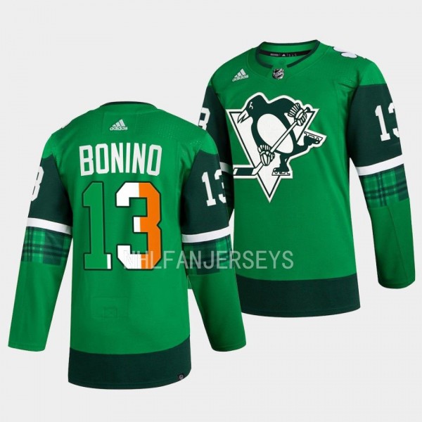 2023 St. Patricks Day Nick Bonino Pittsburgh Penguins #13 Green Primegreen Authentic Jersey