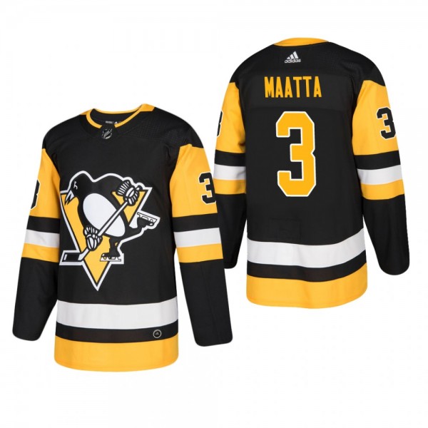 Men's Pittsburgh Penguins Olli Maatta #3 Home Black Authentic Player Cheap Jersey