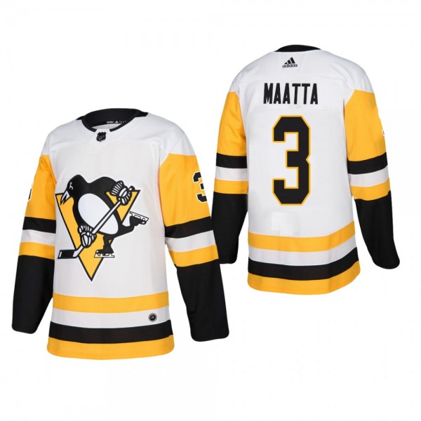 Men's Pittsburgh Penguins Olli Maatta #3 Away Whit...