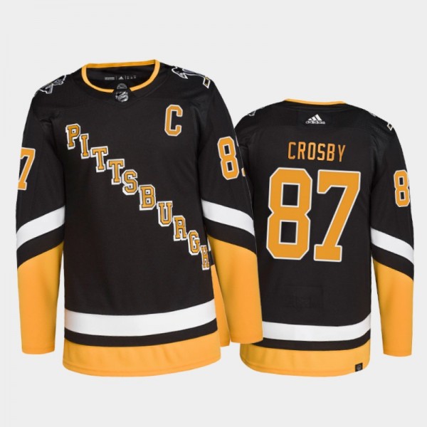 2021-22 Pittsburgh Penguins Sidney Crosby Third Jersey Black Primegreen Authentic Uniform