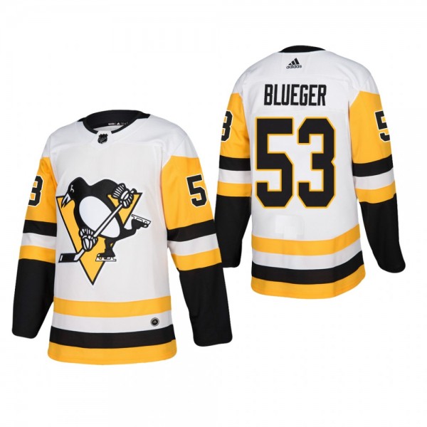 Men's Pittsburgh Penguins Teddy Blueger #53 Away White Away Authentic Player Cheap Jersey