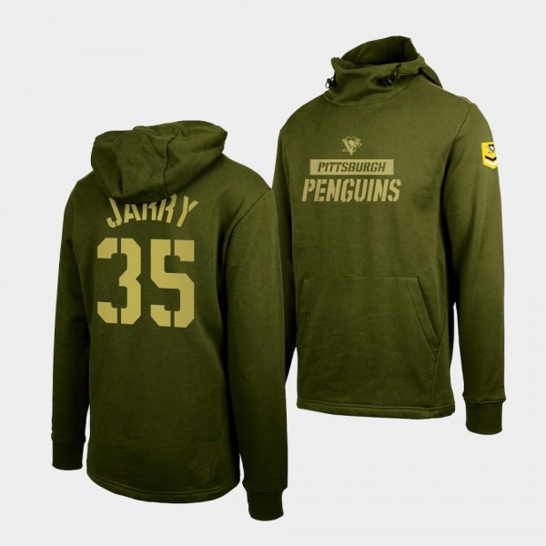 Pittsburgh Penguins Tristan Jarry Thrive Olive Levelwear Hoodie Pullover