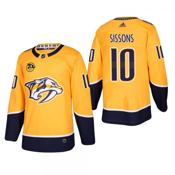 Men's Nashville Predators Colton Sissons #10 Home Gold Authentic Player Cheap Jersey
