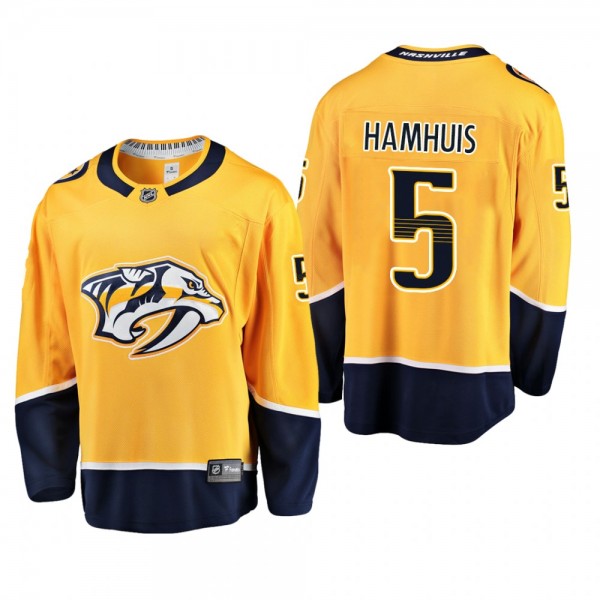 Men's Nashville Predators Dan Hamhuis #5 Home Gold Breakaway Player Cheap Jersey
