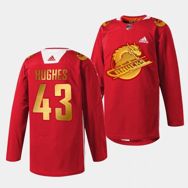 2024 Lunar New Year Quinn Hughes Vancouver Canucks Red #43 Jersey
