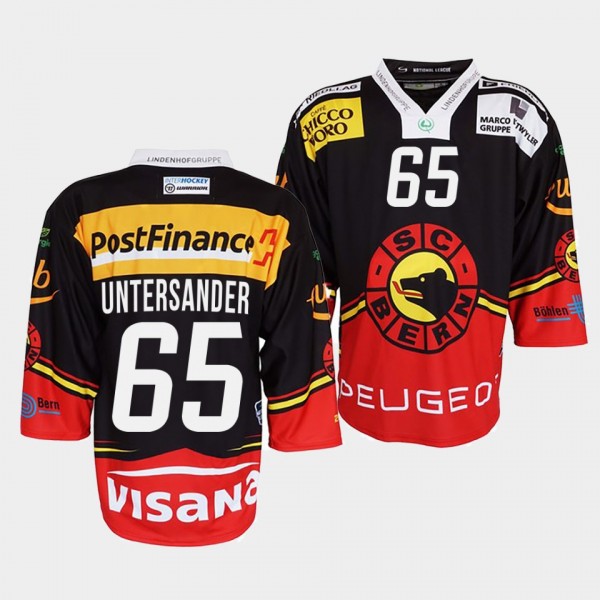 Ramon Untersander #65 SC Bern Jersey Men's 2022 Ice Hockey Black Club Shirt