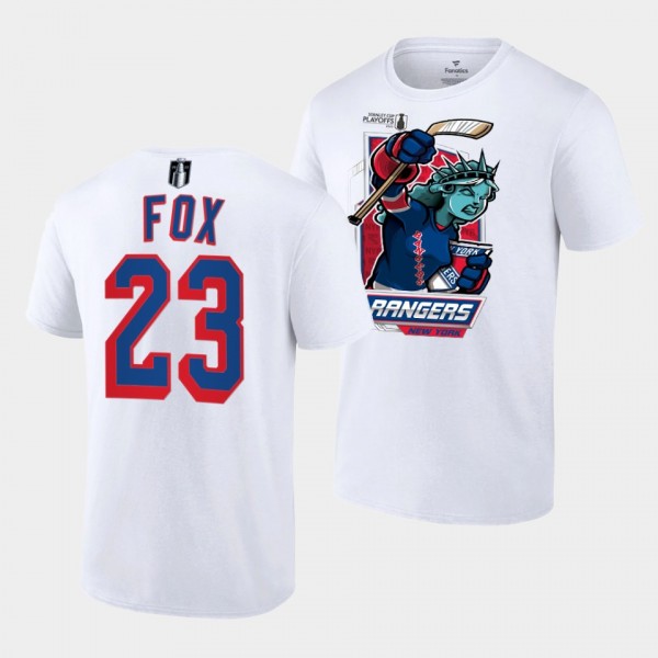 Adam Fox New York Rangers 2022 Metropolitan Division Champs White Mascot T-Shirt