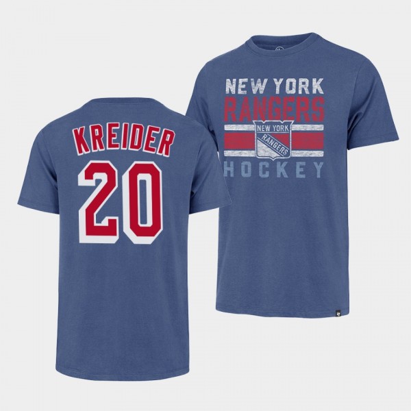 New York Rangers Chris Kreider 2022 NHL Playoffs Premier Franklin Blue #20 T-Shirt